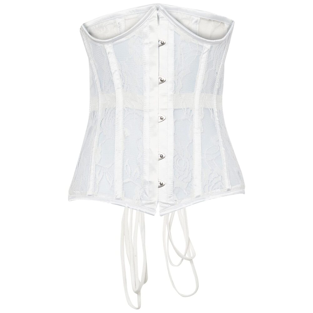 4025 Lavish White Sheer Lace Underwire Open Cup Underbust Corset 5X